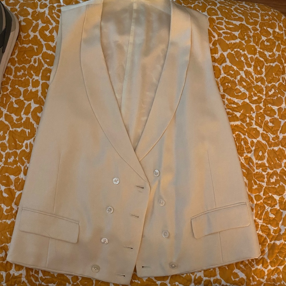 MENS double breasted ivory vest 44 XL